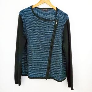 ST. JOHN Knit Tweed Wool Blend Cardigan Sweater